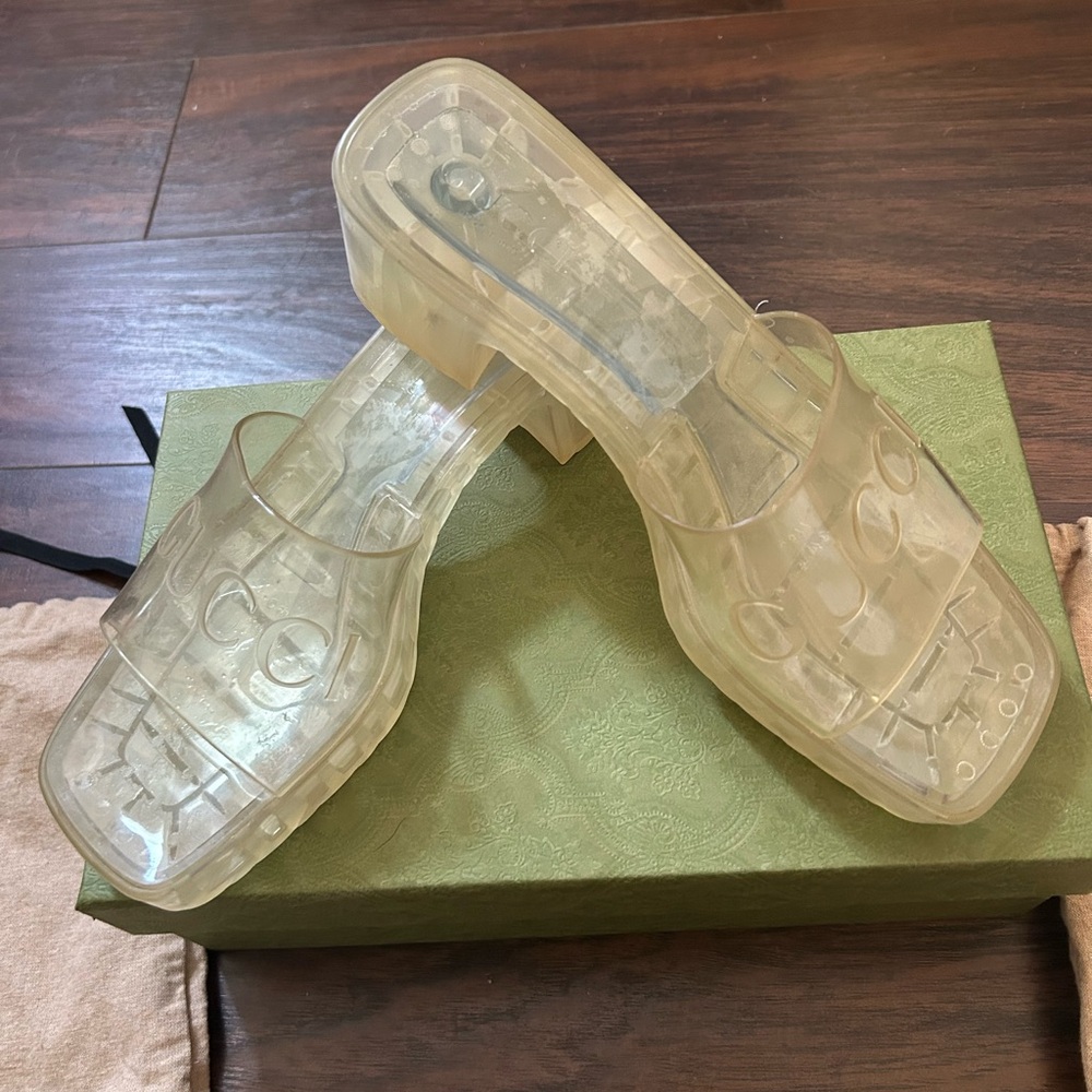 Gucci Clear Jelly Slide Heels - Women's Transparent Sandals